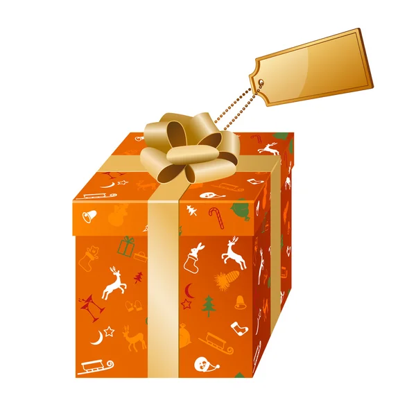 Christmas gift box with card — Stock Vector