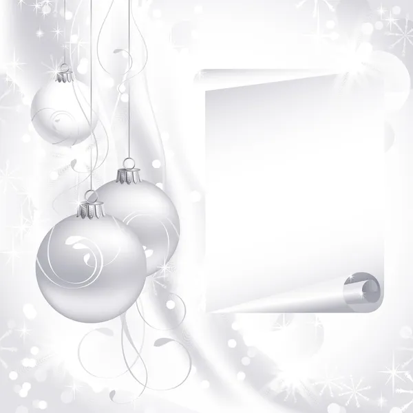 Белый рождественский фон с тремя шарами — стоковый вектор