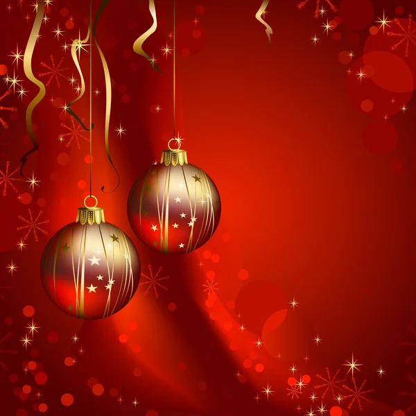 Splendido sfondo natalizio con due palle da sera — Vettoriale Stock