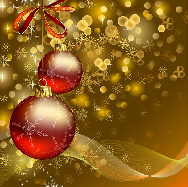Fondo de Navidad con dos bolas de noche — Archivo Imágenes Vectoriales