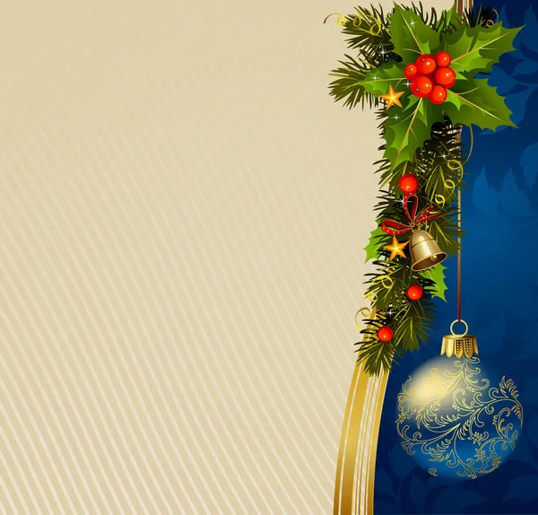 Weihnachtspostkarte mit einem Zweig immergrünen — Stockvektor