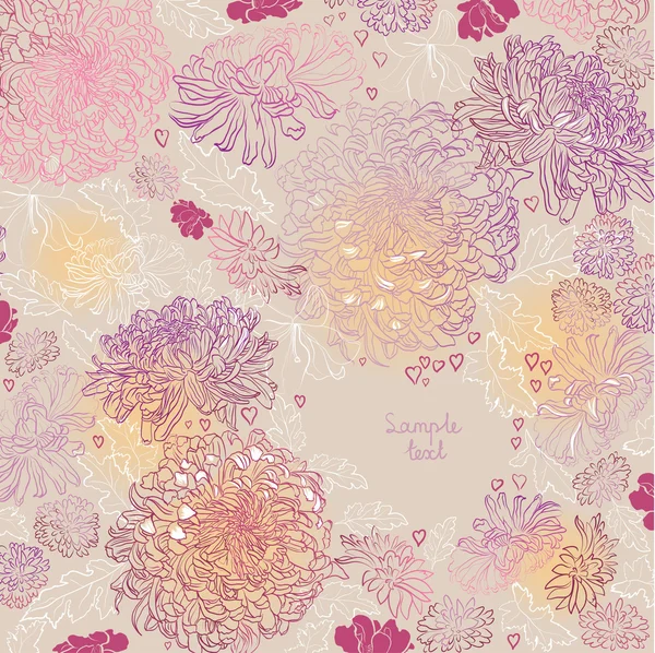 Ornement sans couture de chrysanthèmes tendres — Image vectorielle