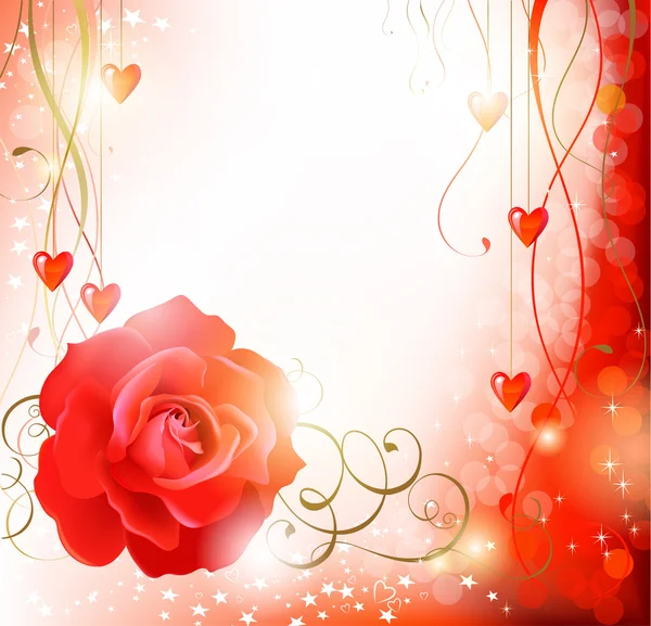 Glanz Hintergrund mit großer roter Rose — Stockvektor