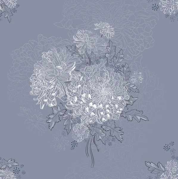 Nahtloser Schmuck mit Sträußen von Chrysanthemen — Stockvektor