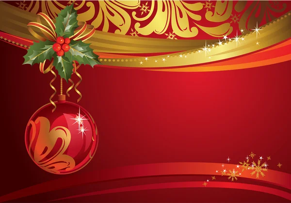 Red christmas backdrop with own ball — Stock Vector