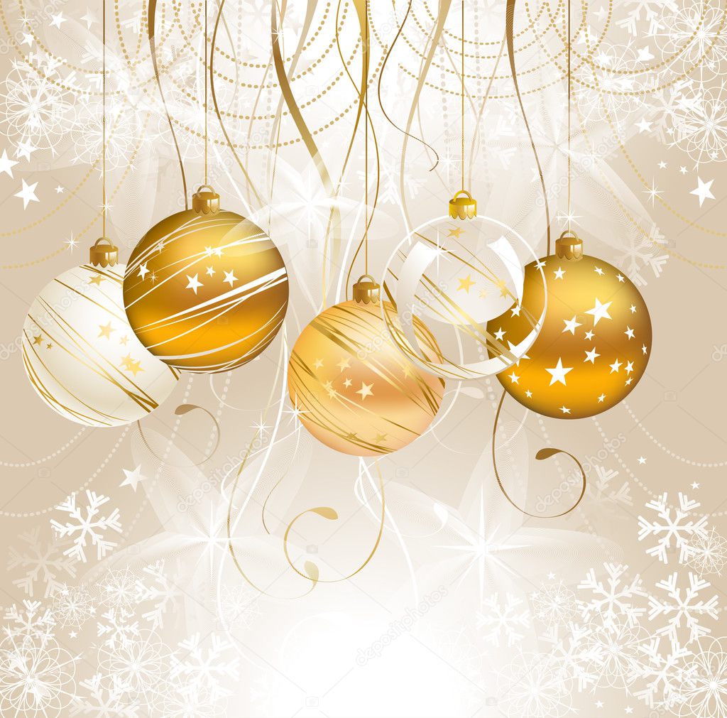 Elegant glimmered Christmas background with evening balls