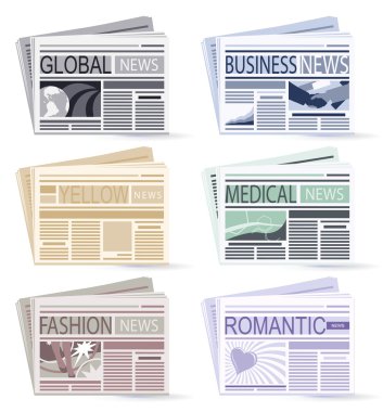 Newspaper icon set clipart