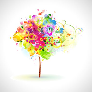 Summer composition with multicolor tree clipart