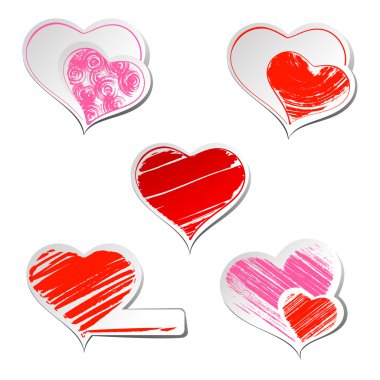 Set of five hearts sticker clipart