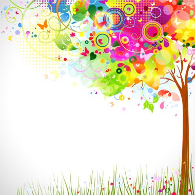 Autumn composition with bright tree clipart