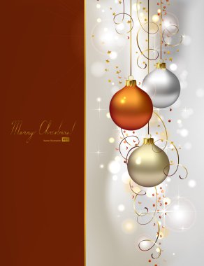 Elegant glimmered Christmas background with three evening balls clipart