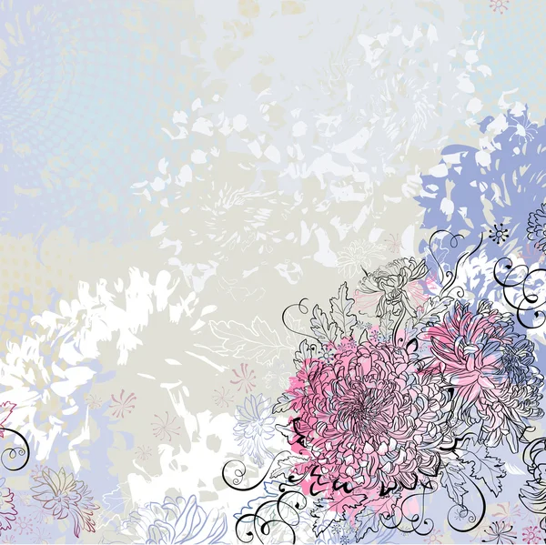 Grunge 贺卡的装饰菊花 — 图库矢量图片