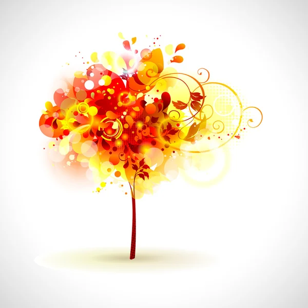 Composition estivale avec arbre multicolore — Image vectorielle