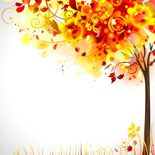 Herbstkomposition mit hellem Baum — Stockvektor