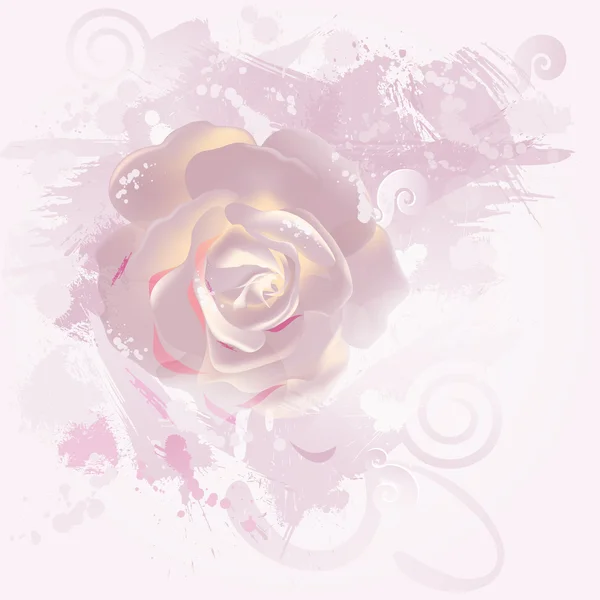 Composición decorativa con gran rosa grunge — Vector de stock