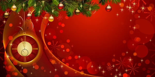 ミッドナイト ・ クロックとクリスマスの背景 — ストックベクタ
