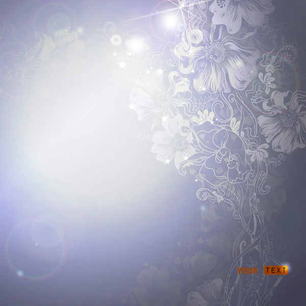 Fond gris avec des fleurs décoratives — Image vectorielle