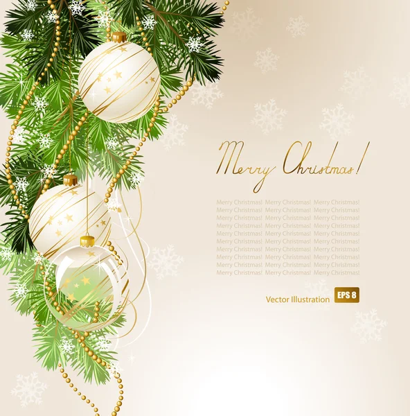 光与白晚上球圣诞背景 — 图库矢量图片