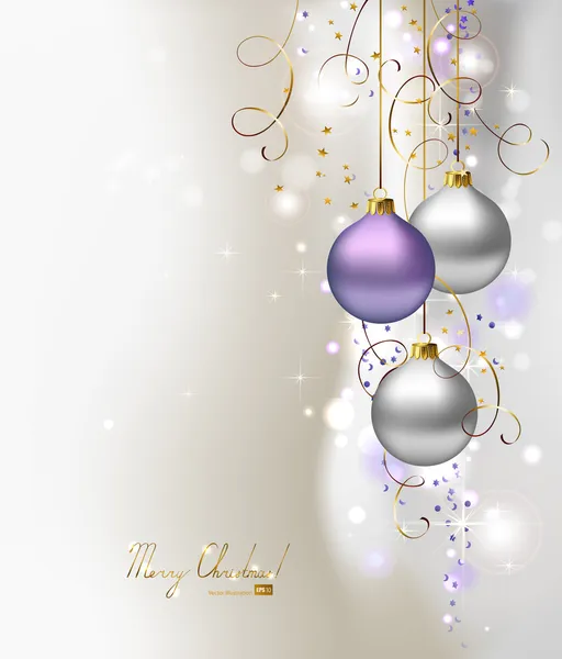 优雅闪烁着圣诞背景与三个晚上球 — 图库矢量图片