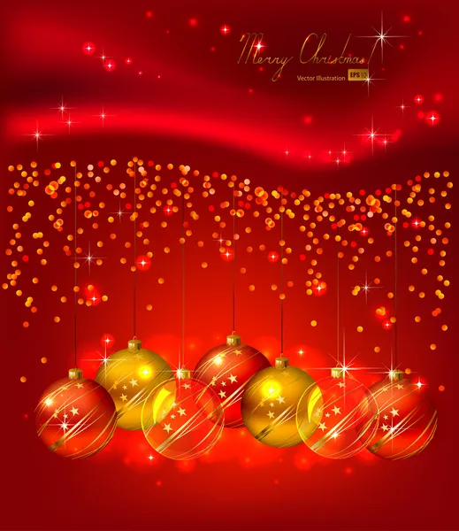 クリスマス ボールと赤の背景 — ストックベクタ