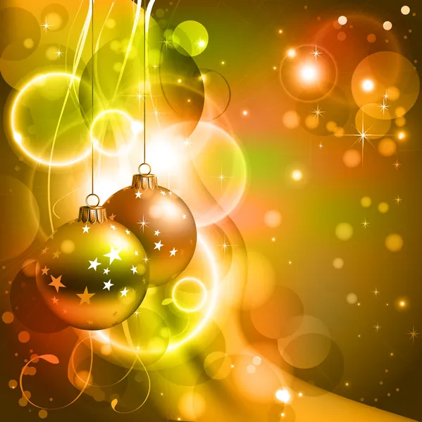 Fond de Noël lumineux avec deux boules de soirée — Image vectorielle