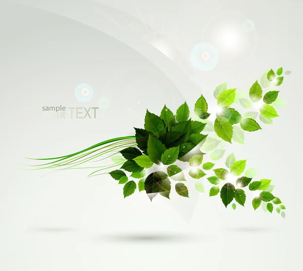 Été briller sur la branche avec des feuilles vertes fraîches — Image vectorielle