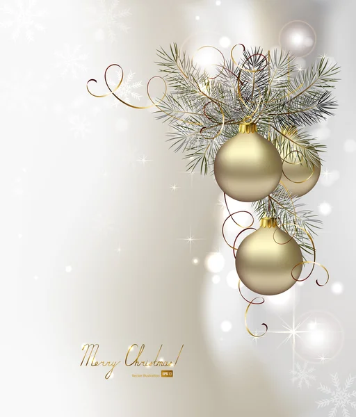 Licht van Kerstmis achtergrond met zilveren avond ballen — Stockvector