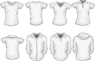 Women's white shirts template clipart