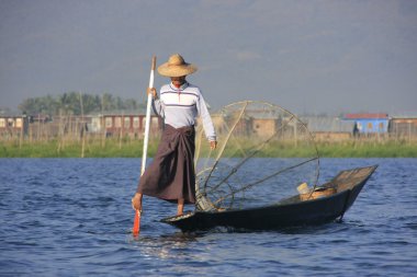 Inle lake fisherman, Shan state, Myanmar, Southeast Asia clipart