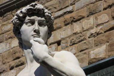 Detail of statue of David, by Michelangelo, Florence, Italy clipart