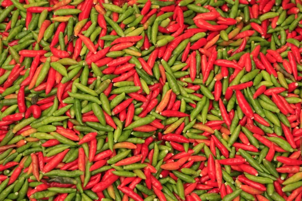 Hintergrund rote und grüne Chilischoten — Stockfoto