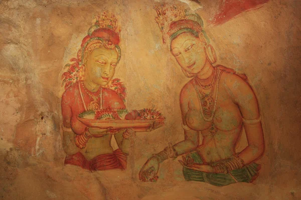 Pintura de parede, Sigiriya, Sri Lanka — Fotografia de Stock