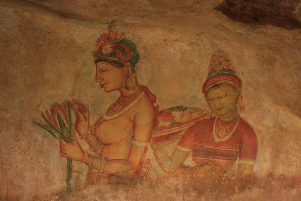 Nástěnné malby, sigiriya, Srí lanka — Stock fotografie