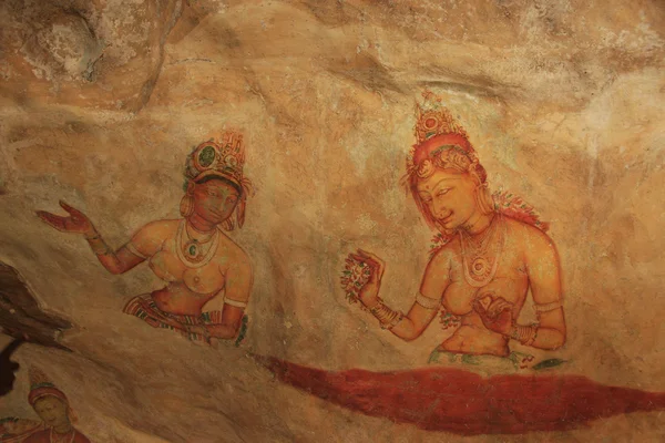 Pintura de parede, Sigiriya, Sri Lanka — Fotografia de Stock