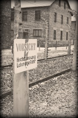 Old style photo of Auschwitz clipart