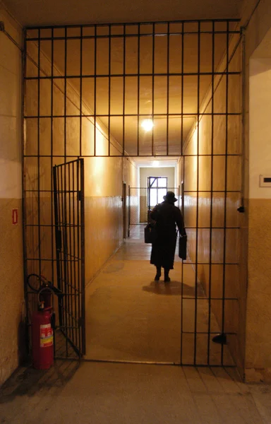 stock image Old woman in Auschwitz camp