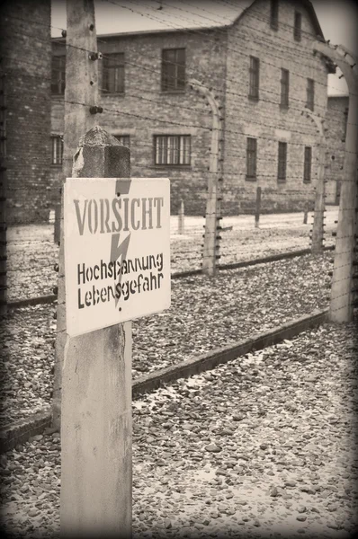 Old style photo of Auschwitz — Stock Photo, Image