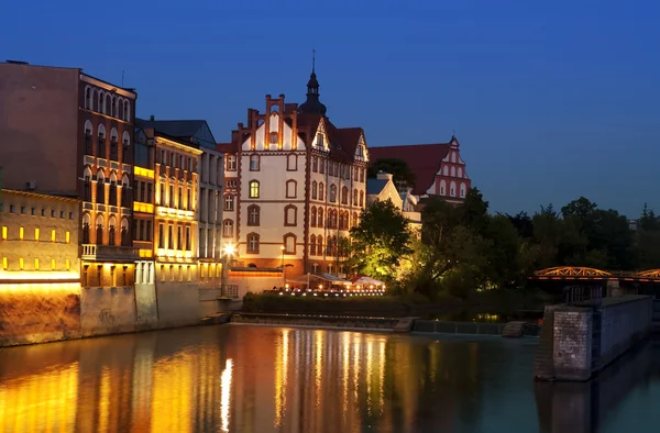 stock image Riverside town night view