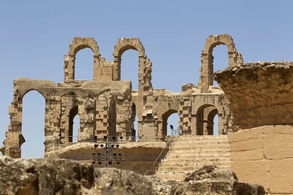 stock image The ruins of the ancient amphitheater in El Jem, Tunisia