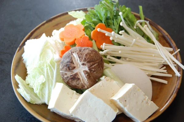 Groenten voor shabu shabu bij hana japan restaurant — Stockfoto