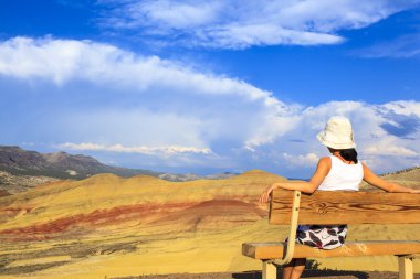 Young woman enjoying Painted Hills clipart