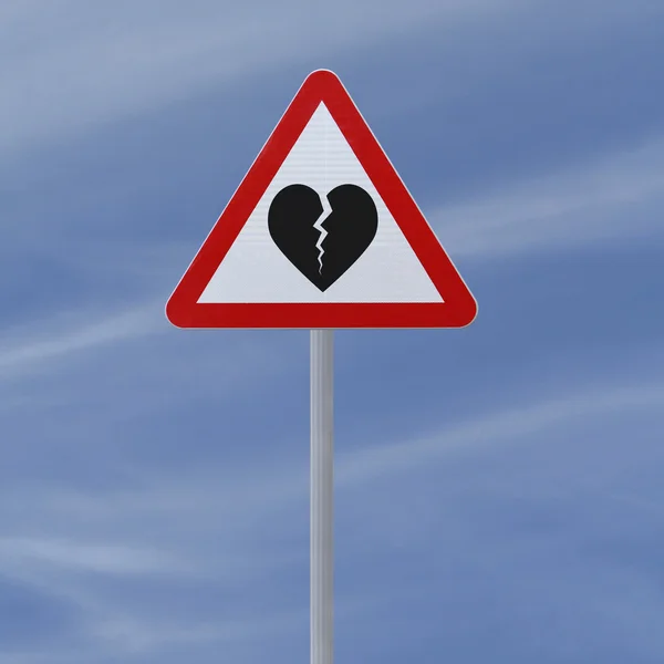 傷ついた心の道路標識 — ストック写真