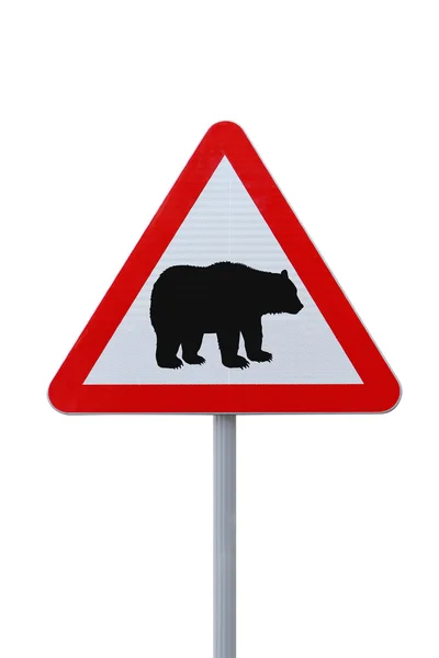 “Bear Crossing” Warning Sign — Stock Photo, Image