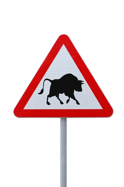 “Bull Crossing” Warning Sign — Stock Photo, Image