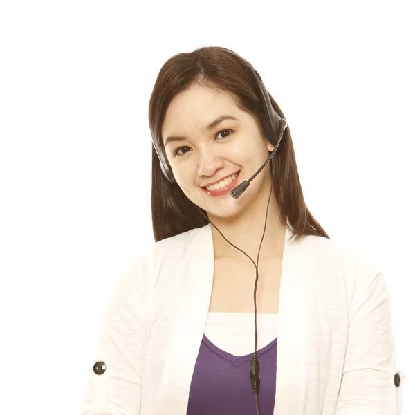 Młoda kobieta z słuchawkami — Zdjęcie stockowe