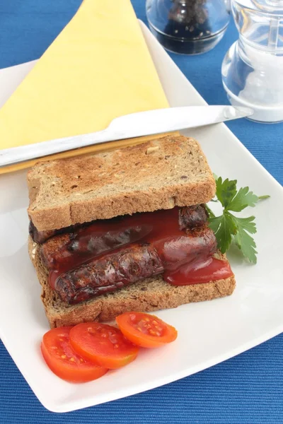 Sausage sandwich — Stock Photo, Image