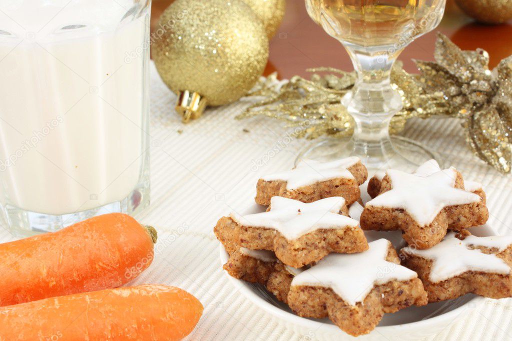 Cookies, milk and carrots for Santa and Rudolf
