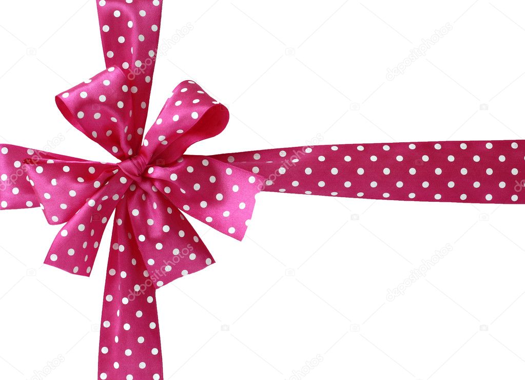 Pink bow on a white background