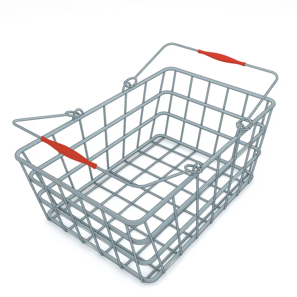 Light grey metal chome modern designed shoping basket render — Stock Photo, Image