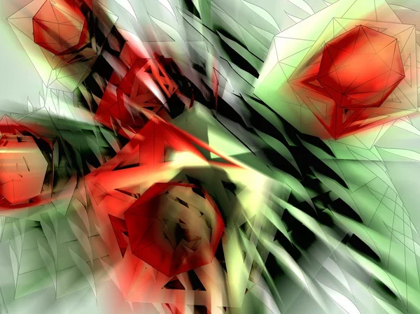 3D abstraktní červené květy na konceptuální rozostření pozadí — Stock fotografie